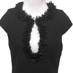 Endless Rose Black Floral Tulle Tweed Sheath Dress